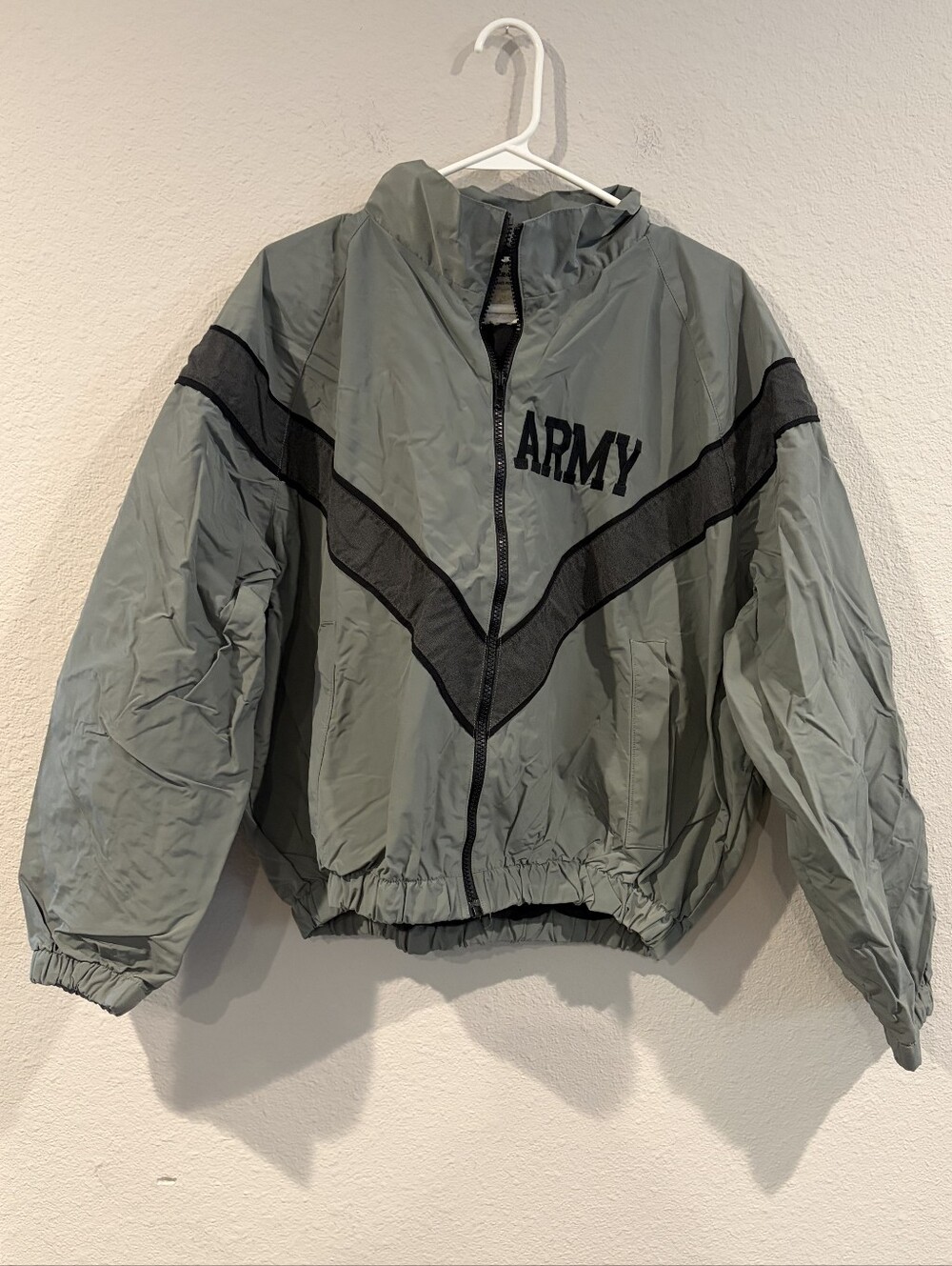 Swod Skilcraft Mens Casual Vintage Army Grey Black Full Zip Windbreaker Jacket
